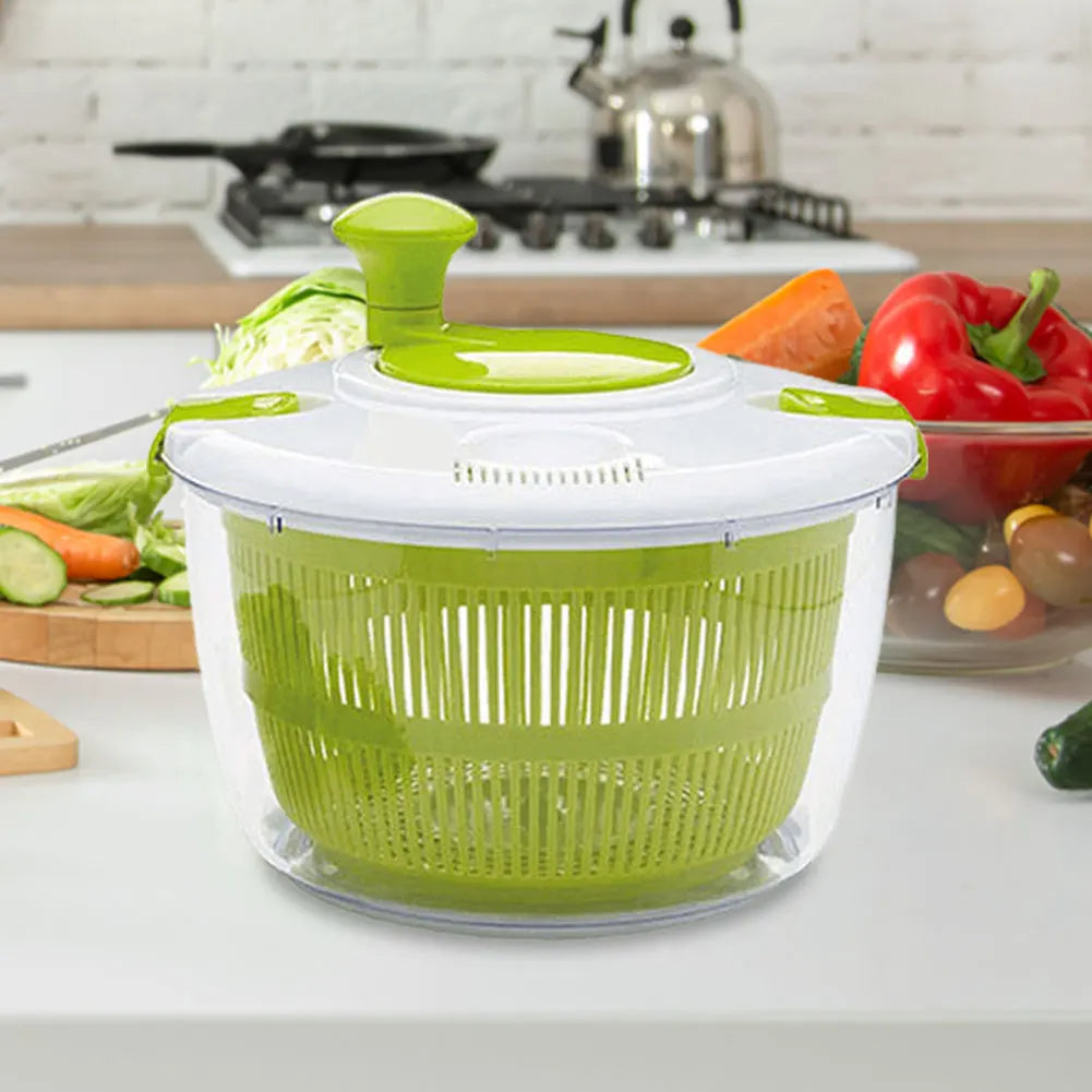 Secador de Ensalada Manual 5L, Spinner Multifuncional para Verduras y Frutas sin BPA- No más humedad en tus vegetales