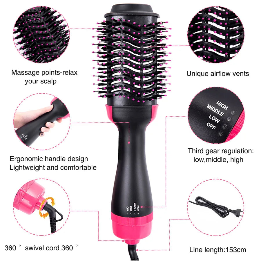 Secador de Pelo Multifuncional 4 en 1 - Cepillo de Aire Caliente para Todo Tipo de Cabello-Tu pelo como quieres