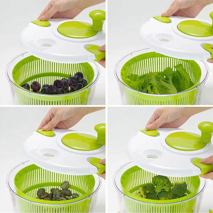 Secador de Ensalada Manual 5L, Spinner Multifuncional para Verduras y Frutas sin BPA- No más humedad en tus vegetales