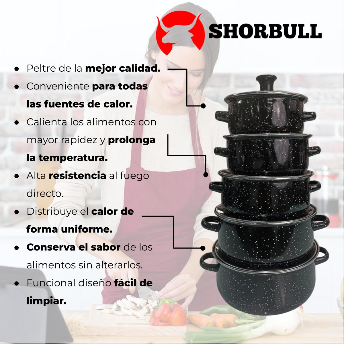 Ollas international 10pz negro Shorbull- Cocina para toda la familia