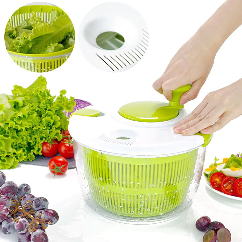 Secador de Ensalada Manual 5L, Spinner Multifuncional para Verduras y Frutas sin BPA- No más humedad en tus vegetales