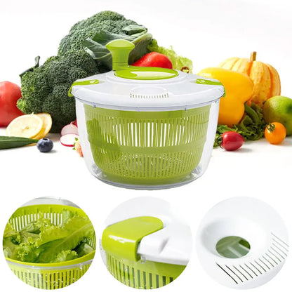 Secador de Ensalada Manual 5L, Spinner Multifuncional para Verduras y Frutas sin BPA- No más humedad en tus vegetales