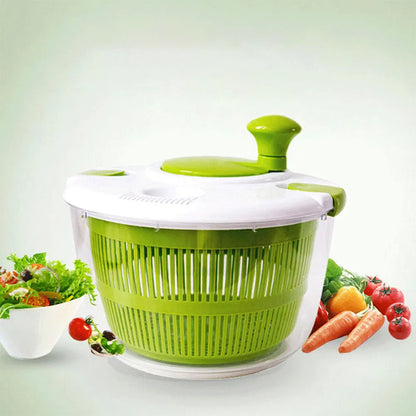 Secador de Ensalada Manual 5L, Spinner Multifuncional para Verduras y Frutas sin BPA- No más humedad en tus vegetales