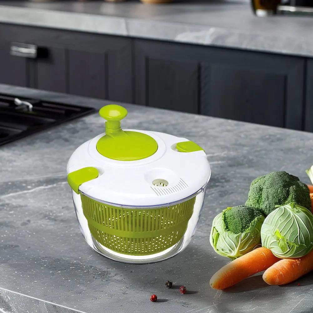 Secador de Ensalada Manual 5L, Spinner Multifuncional para Verduras y Frutas sin BPA- No más humedad en tus vegetales