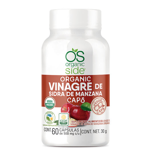 OrganicSide | Vinagre de Manzana 60 Caps-Reduce tu nivel de colesterol