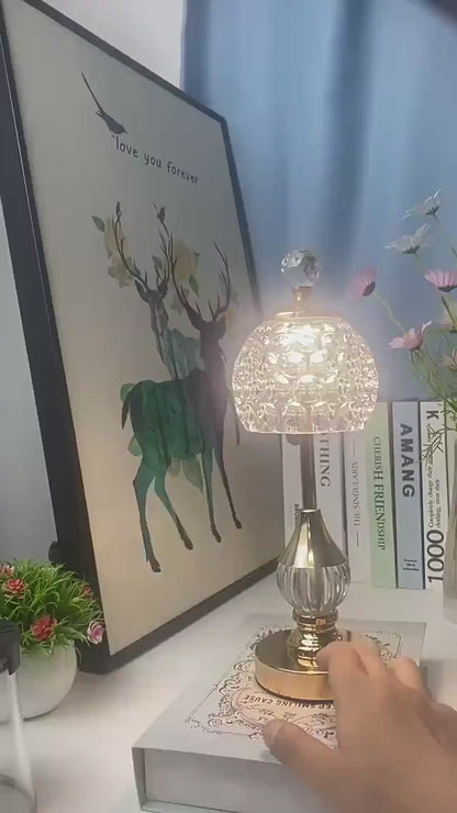 Lámpara De Mesa De Cristal De Diamante Con Luz LED Y Atenuación Táctil- Vision con gusto